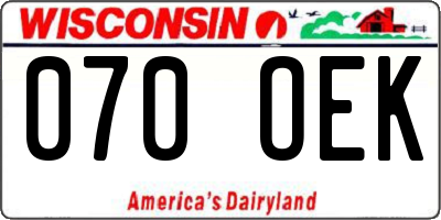 WI license plate 070OEK