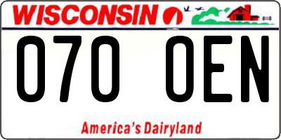 WI license plate 070OEN