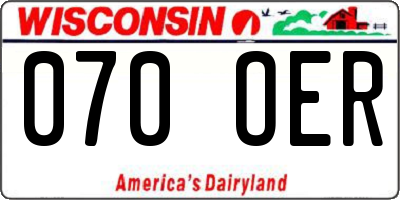 WI license plate 070OER