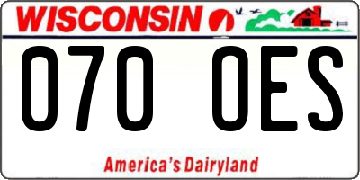 WI license plate 070OES