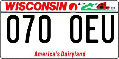 WI license plate 070OEU