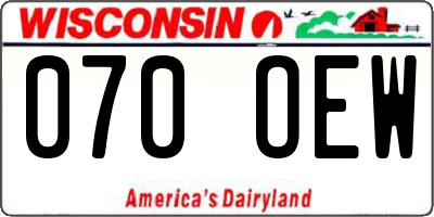WI license plate 070OEW