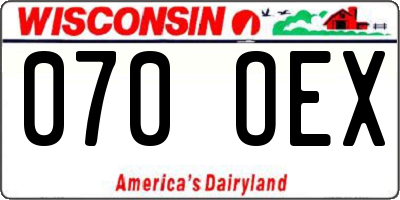 WI license plate 070OEX