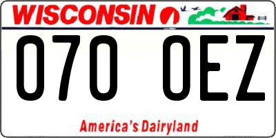 WI license plate 070OEZ