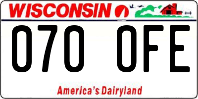 WI license plate 070OFE