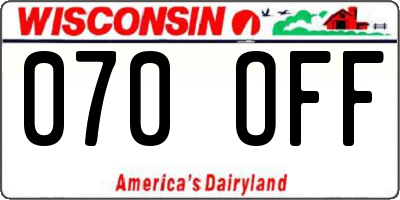 WI license plate 070OFF