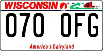 WI license plate 070OFG