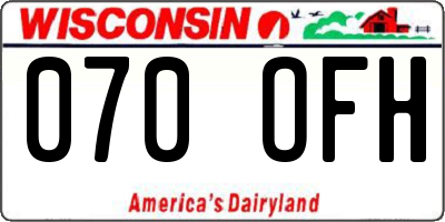 WI license plate 070OFH