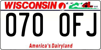 WI license plate 070OFJ