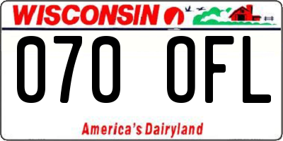 WI license plate 070OFL