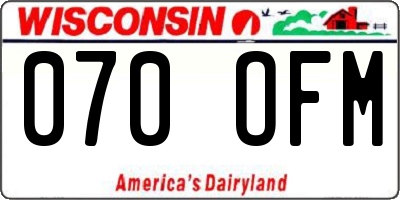 WI license plate 070OFM