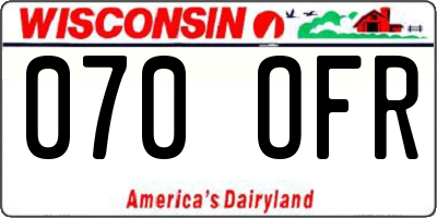 WI license plate 070OFR