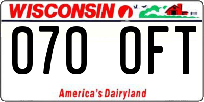 WI license plate 070OFT
