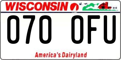 WI license plate 070OFU
