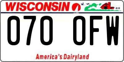 WI license plate 070OFW