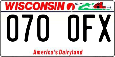 WI license plate 070OFX