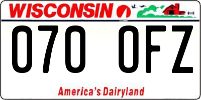 WI license plate 070OFZ