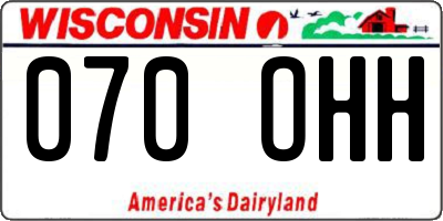 WI license plate 070OHH