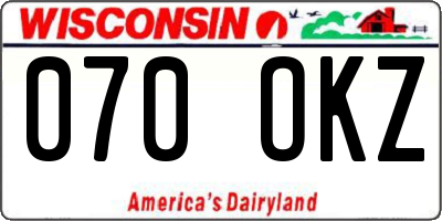 WI license plate 070OKZ