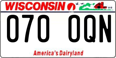 WI license plate 070OQN