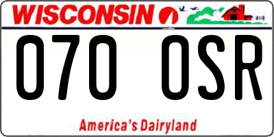 WI license plate 070OSR