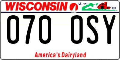 WI license plate 070OSY