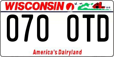 WI license plate 070OTD