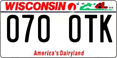 WI license plate 070OTK