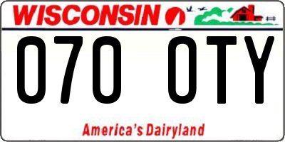 WI license plate 070OTY