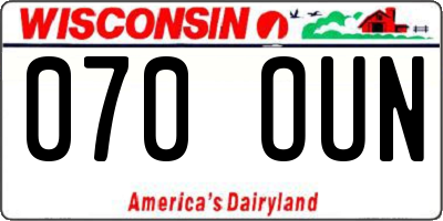 WI license plate 070OUN