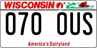 WI license plate 070OUS