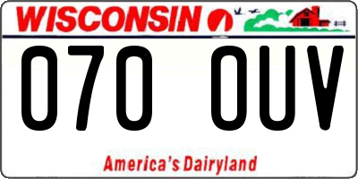 WI license plate 070OUV