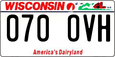 WI license plate 070OVH