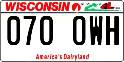 WI license plate 070OWH