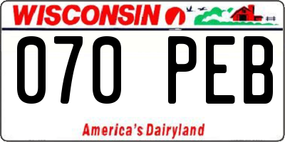 WI license plate 070PEB