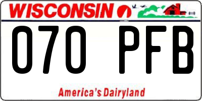 WI license plate 070PFB