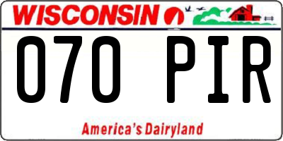 WI license plate 070PIR