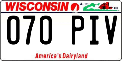 WI license plate 070PIV