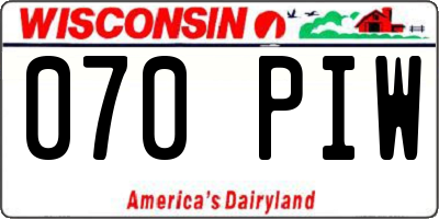 WI license plate 070PIW