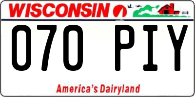 WI license plate 070PIY