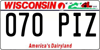 WI license plate 070PIZ