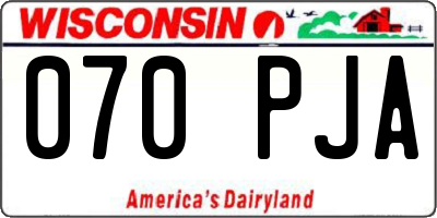 WI license plate 070PJA