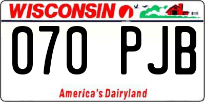 WI license plate 070PJB
