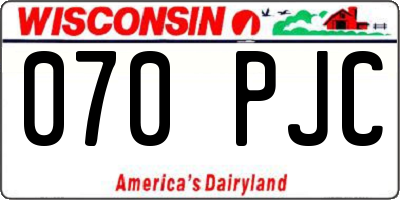 WI license plate 070PJC