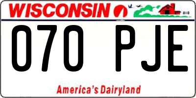 WI license plate 070PJE