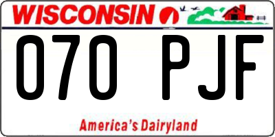 WI license plate 070PJF
