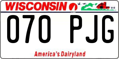 WI license plate 070PJG