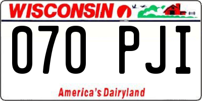 WI license plate 070PJI