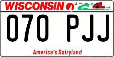 WI license plate 070PJJ