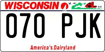WI license plate 070PJK
